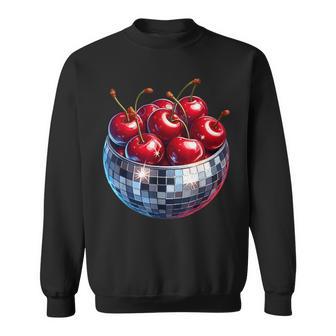 Kirschen Discokugel Kirscheommerfrucht Retro Party Liebhaber Sweatshirt - Seseable