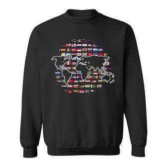 Landkarte Weltreise Internationale Flaggen Weltkarte Sweatshirt - Seseable