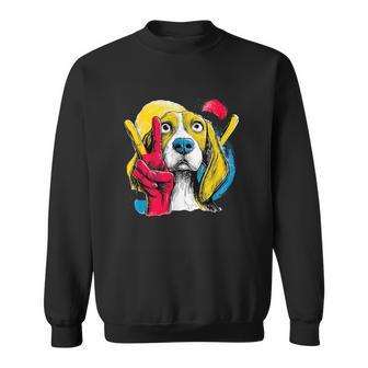 Letrero Retro Con Estampado De Perro Pop Dog Con Forma De Beagle Face Double Peace Camisa de entrenamiento - Regaloses