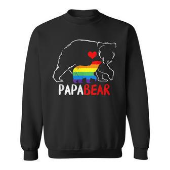 Lgbt Daddy Papa Bear Gay Pride Flag Proud Dad Father's Day Sweatshirt - Monsterry