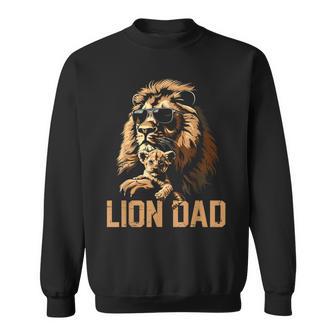 Lion Dad And Baby Fathers Day Daddy Lions Lovers Sweatshirt - Thegiftio UK