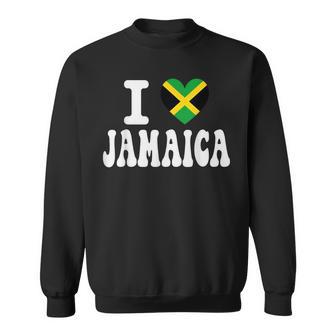 I Love Jamaica Herz-Flagge Retro Reise-Souvenir Sweatshirt - Seseable