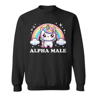 Lustige Ironie Männer Outfitüßes Einhorn Alpha Male Sweatshirt - Seseable