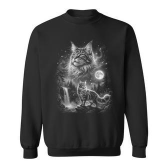 Maine Coon Cat Howling At The Moon Sweatshirt - Thegiftio