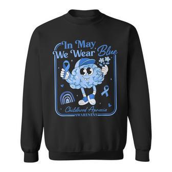 In May We Wear Blue Anatomy Brain Childhood Apraxia Awarenes Sweatshirt - Thegiftio UK