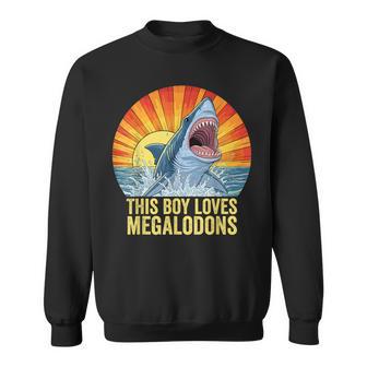 Megalodon Boys Kids Megalodon This Boy Loves Megalodons Sweatshirt - Thegiftio UK