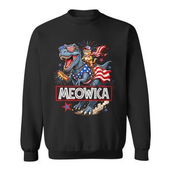 Meowica Cat Dinosaur Trex 4Th Of July Patriotic Toddler Boys Sweatshirt - Monsterry