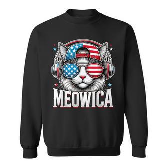 Meowica Cat Kitty American Flag Usa 4Th Of July Fourth Sweatshirt - Thegiftio UK