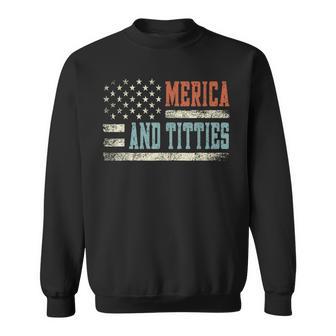 Merica And Titties 4Th Of July Sunglasses Us Flag Sweatshirt - Thegiftio UK