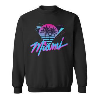 Miami – Palmen –Aperwaveynthwave 80Er Jahretil Retro Sweatshirt - Seseable