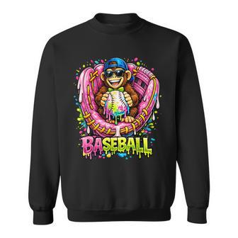 Monkey Animals Baseball Ice Cream Drip Cool Sweatshirt - Monsterry