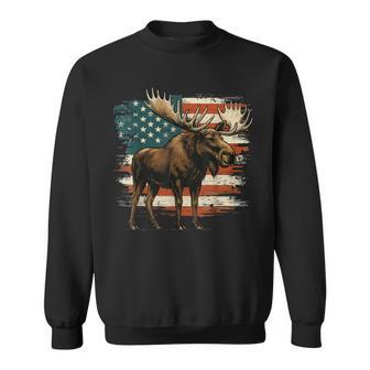 Moose Usa Flag Alaska Wildlife Sweatshirt - Thegiftio UK