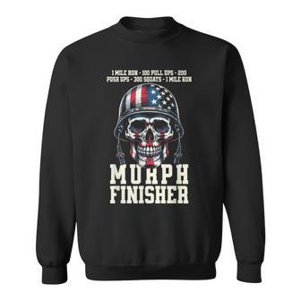 Murph Memorial Day Workout Finisher Vintage Style Flag Skull Sweatshirt - Thegiftio UK