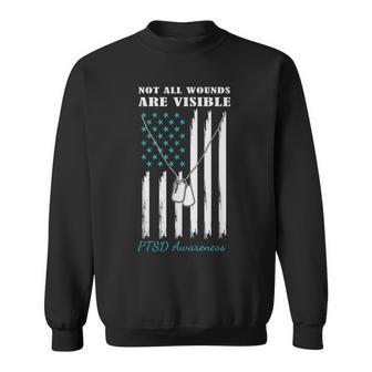 Not All Wounds Are Visible Usa Flag Ptsd Awareness Sweatshirt - Thegiftio UK