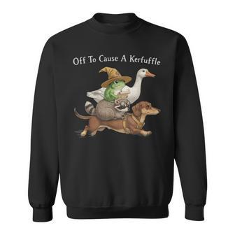 Off To Cause A Kerfuffle Frog Raccoon Goose Sweatshirt | Seseable UK