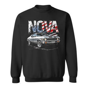 Old School Classic 1970 70 Nova Ss American Flag Muscle Car Sweatshirt - Thegiftio UK