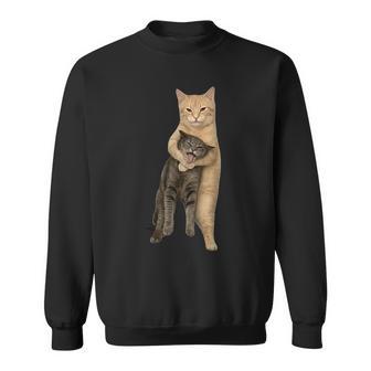 Orange Cat Tight Embrace Choking Cat Meme Sweatshirt - Thegiftio UK