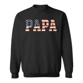 Papa American Flag Grandpa Dad Kids Patriotic Family Sweatshirt - Thegiftio UK