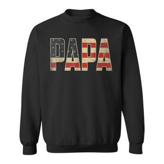 Papa Bold Patriotic American Flag Father’S Day Papa Sweatshirt - Thegiftio UK