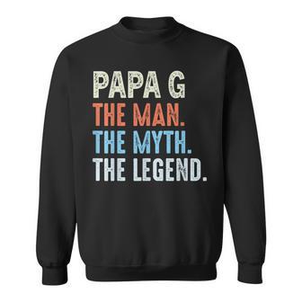 Papa G Man The Myth The Legend Vintage Father's Day Sweatshirt - Thegiftio UK