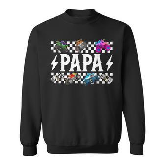 Papa Retro Monster Truck Family Crew Birthday Matching Sweatshirt - Thegiftio UK