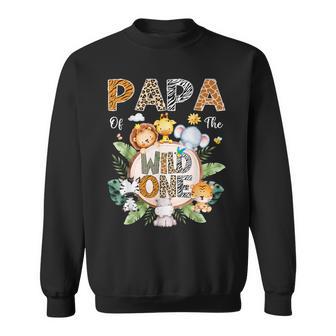 Papa Of The Wild One First Birthday Safari Jungle Animal Sweatshirt - Thegiftio UK