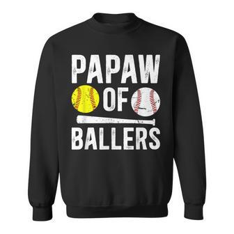 Papaw Of Ballers Proud Baseball Softball Papaw Grandpa Sweatshirt - Monsterry