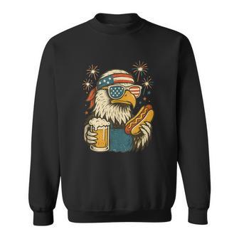 Patriotic Bald Eagle Beer Hot Dog Firework Retro 4Th Of July Sweatshirt - Monsterry
