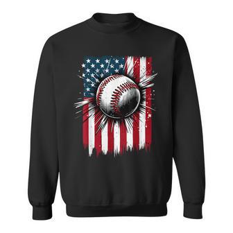 Patriotic Baseball 4Th Of July Usa American Flag Boy Kid Sweatshirt - Monsterry