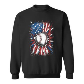 Patriotic Baseball Fourth Of July Usa American Flag Boys Sweatshirt | Seseable UK