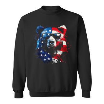 Patriotic Bear American Flag Grizzly Bear 4Th Of July Sweatshirt - Thegiftio UK