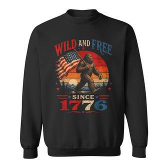 Patriotic Bigfoot Wild And Free Since 1776 American Flag Sweatshirt - Thegiftio UK