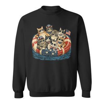 Patriotic Cats Pool Float Summer Fourth Of July Sweatshirt | Seseable UK