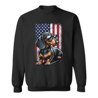 Patriotic Dachshund American Flag 4Th Of July Wiener Dog Sweatshirt - Thegiftio UK