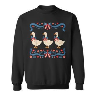 Patriotic Goose 4Th Of July Cute Usa Vintage Coquette Bow Sweatshirt - Monsterry