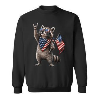 Patriotic Raccoon Usa Flag Vintage Fourth Of July Sweatshirt - Thegiftio UK