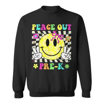 Peace Out Pre-K Last Day Of Pre-K Bow Smile Face Sweatshirt - Thegiftio