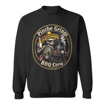 Pinche Gringo Bbq Crew Skeleton Pig Grilling Beer On Back Sweatshirt - Thegiftio