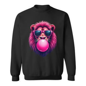 Pink Lion Blowing Bubble Gum Sweatshirt - Thegiftio UK