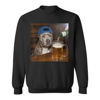 Pit Bull Drinking Beer Dog Meme Sweatshirt | Mazezy