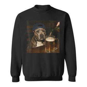 Pitbull Drinking Beer Pitbull Dog Beer Meme Graphic Sweatshirt | Seseable UK