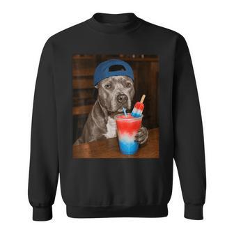 Pitbull Drinking Patriotic Slusie Dog Meme 4Th Of July Sweatshirt | Seseable UK