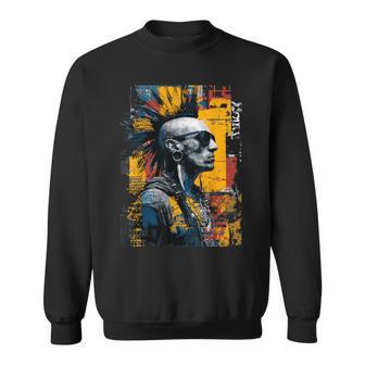 Portrait Punk Avec Coiffure Iroquoise Sweater e - Cadeauxyz