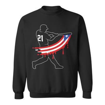 Puerto Rico 21 Baseball Silhouette Player Puerto Rican Flag Sweatshirt - Thegiftio