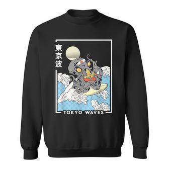 Pulpo Comer Ramenurfear Olas Japonesas Kawaii Estética Camisa de entrenamiento - Regaloses