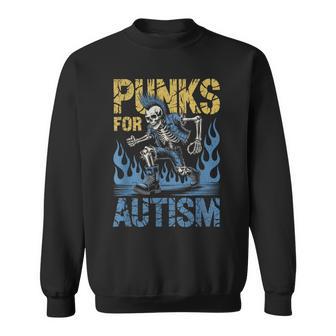 Punks For Autismkeleton Mohawk Bootsensibilisation Aux Flammes Sweater e - Cadeauxyz