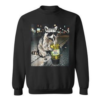 Raccoon Drinking Pickles Urban Animal Sunglasses Sweatshirt - Thegiftio
