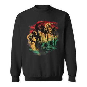 Rasta Reggae Lion Rastafarian Roots Lion Of Judah Jamaica Sweatshirt - Thegiftio UK