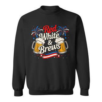Red White And Brew American Flag Drinking Beer 4Th Of July Sweatshirt | Seseable UK