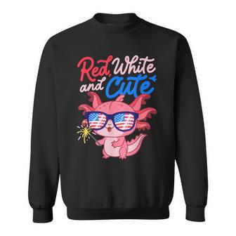 Red White And Cute Axolotl Patriotic Fourth Of July Sweatshirt - Thegiftio UK